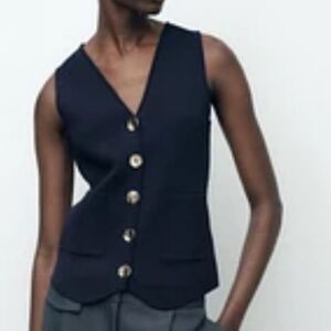 ZARA Navy Sweater Vest